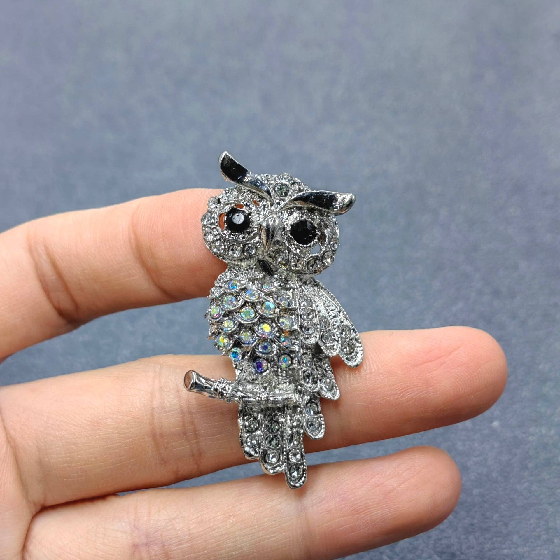 Handpicked Rhinestone Owl Brooch
