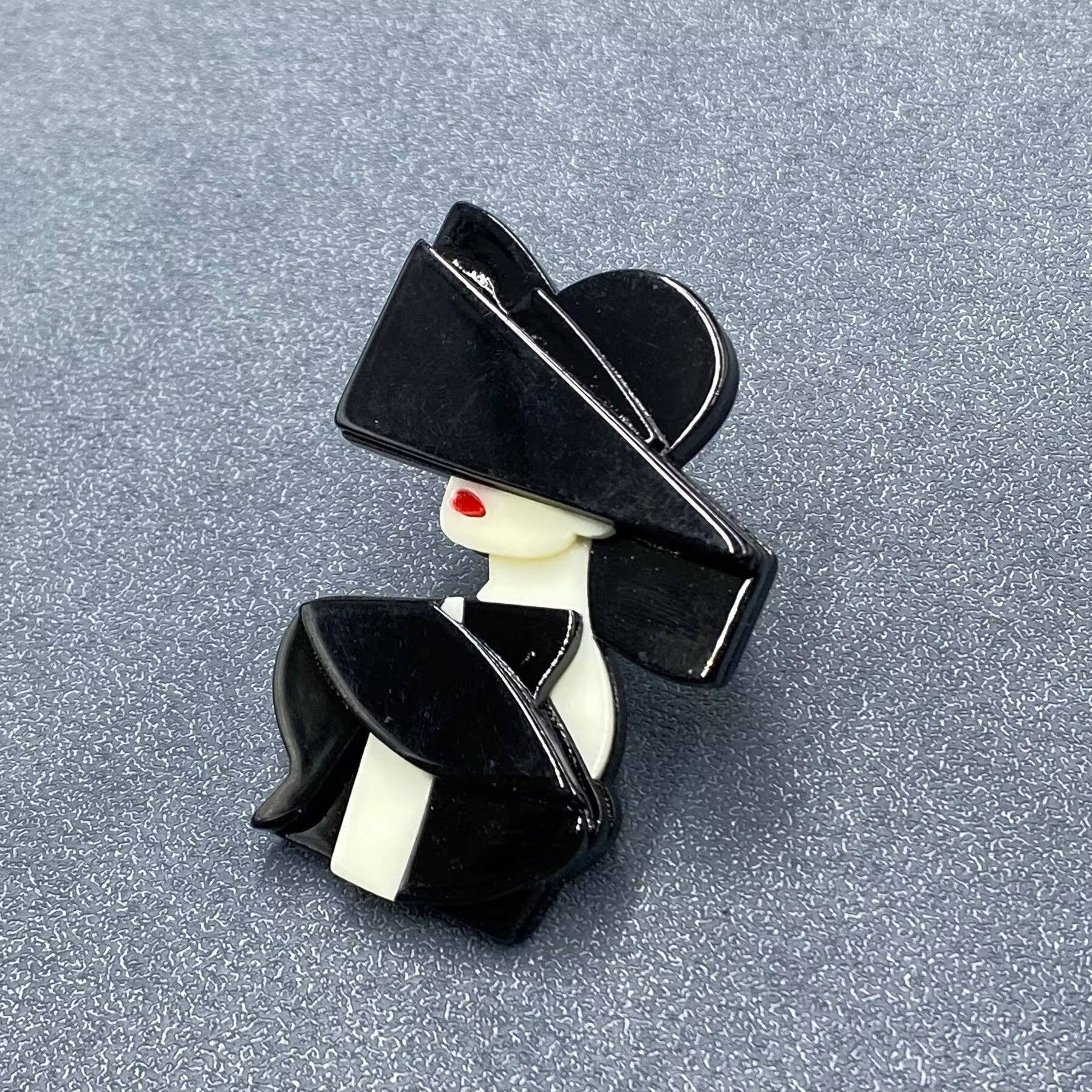 Handpicked Modern Women Acrylic Brooch: Black