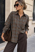 Oversized Plaid Shirt with Rhinestones