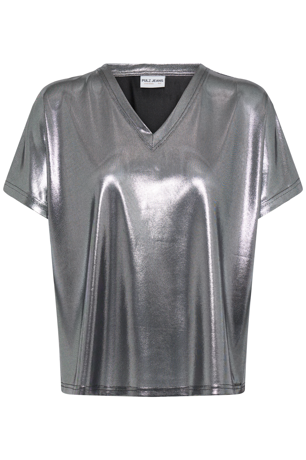Pulz Fina V-neck Metallic T-Shirt 50210875