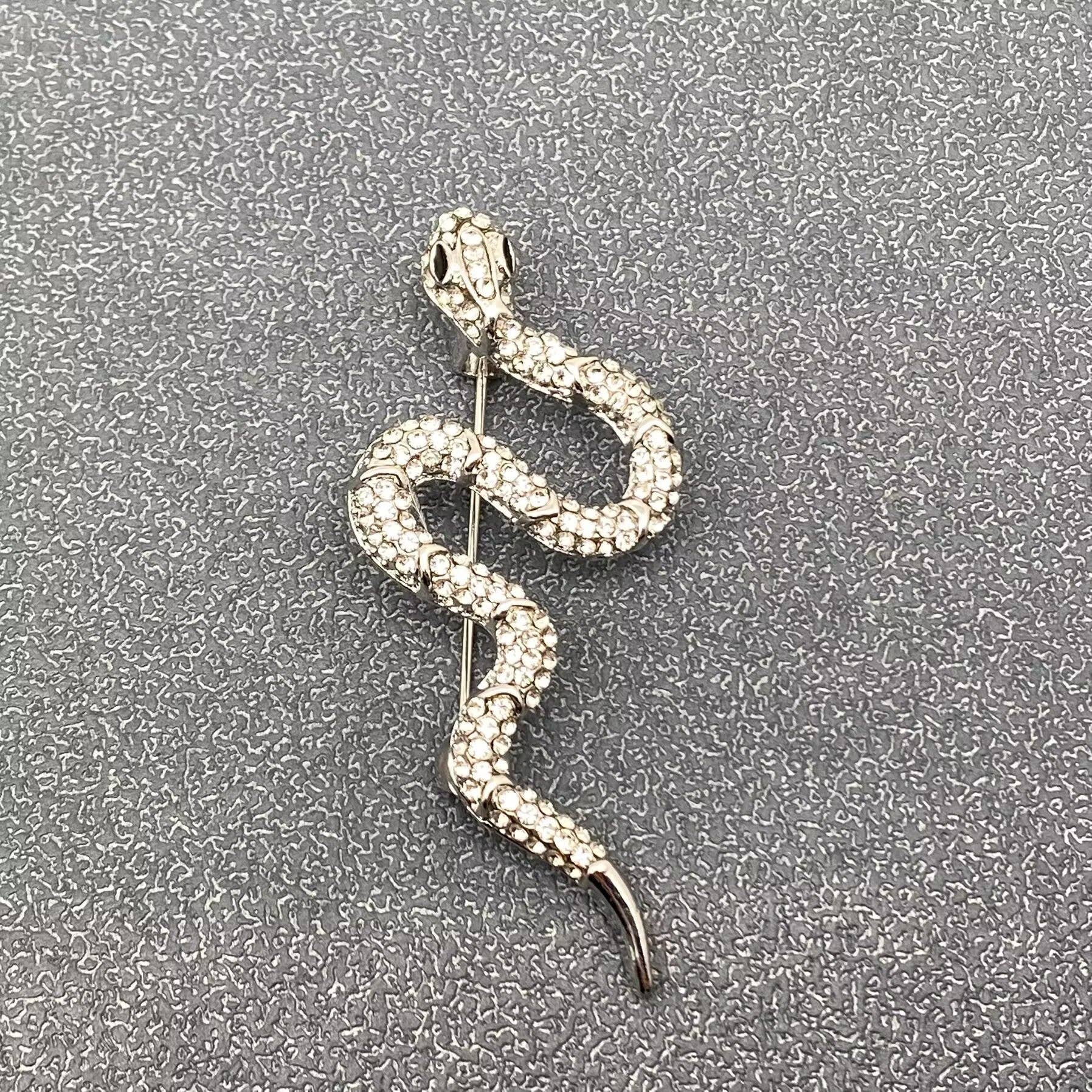 Handpicked Rhinestone Snake Brooch
