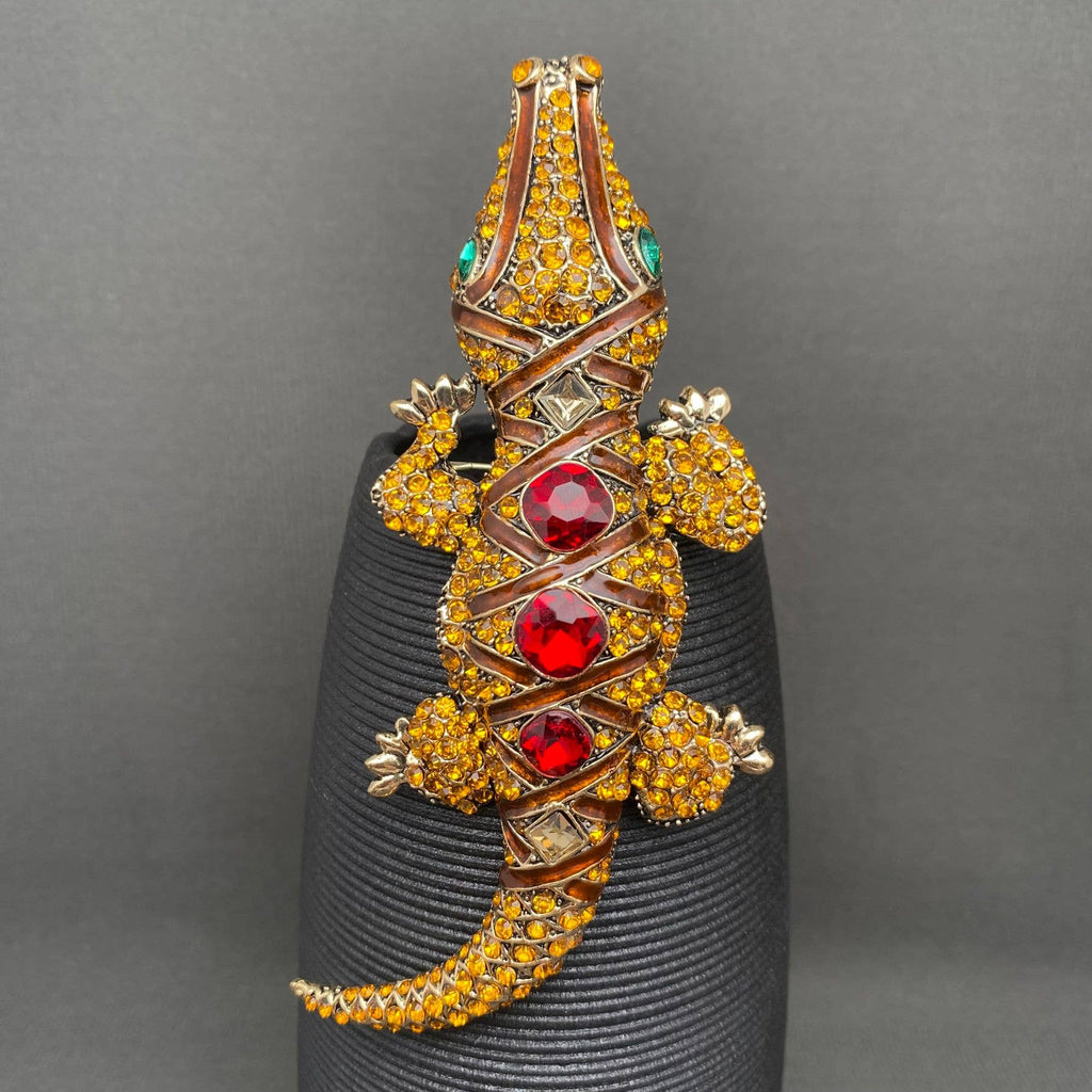 Handpicked Rhinestone Crocodile Brooch