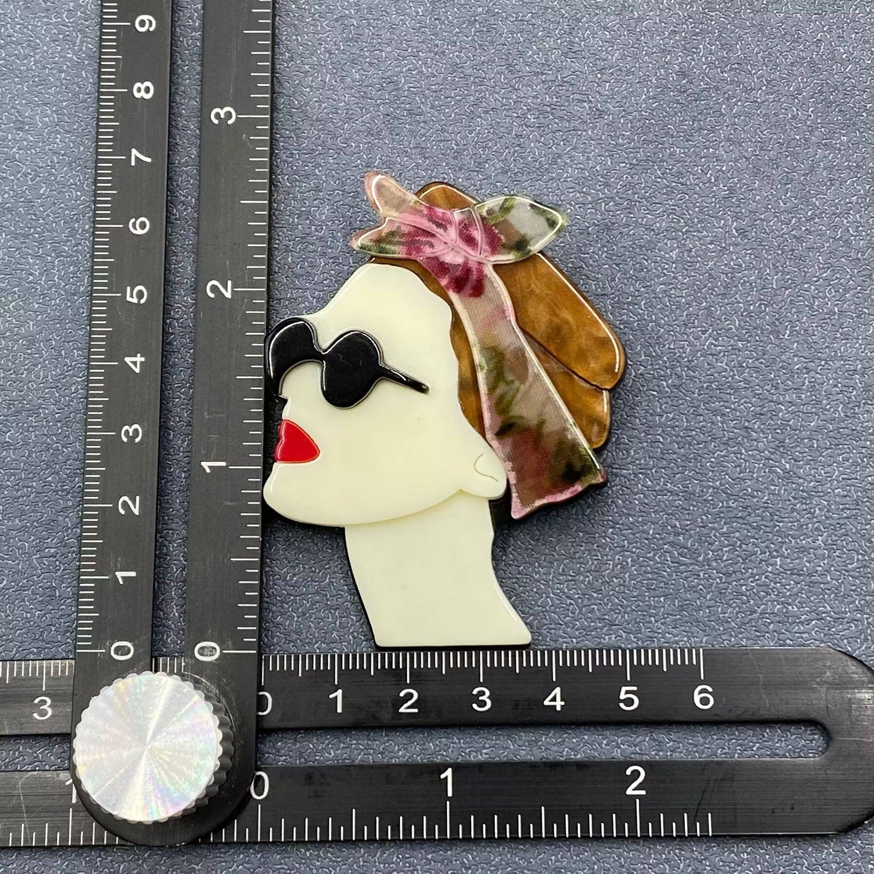 Handpicked Girl with Hair Band and Sunglasses Acrylic Brooch