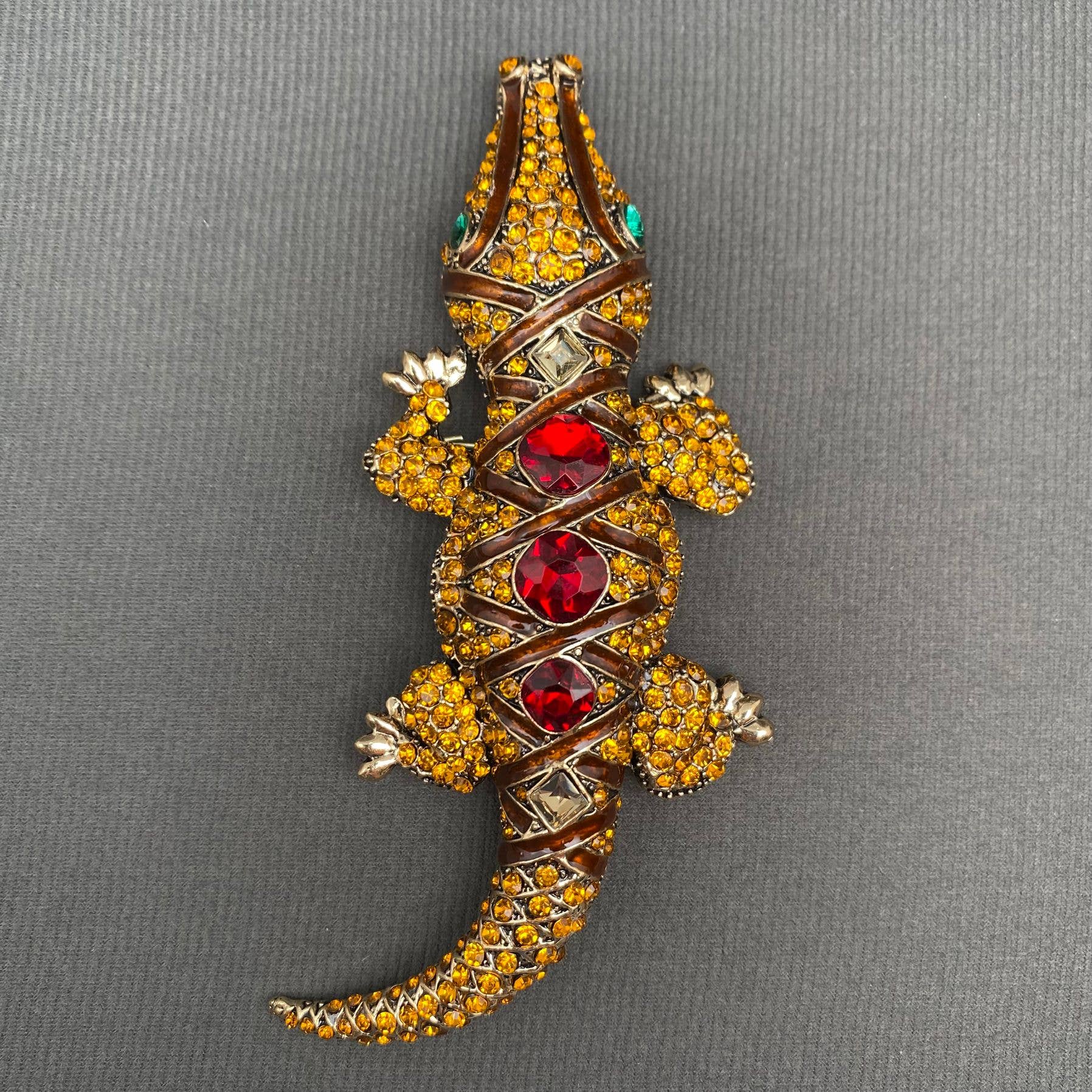 Handpicked Rhinestone Crocodile Brooch
