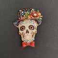 Handpicked Enamel Skull With Top Hat Brooch
