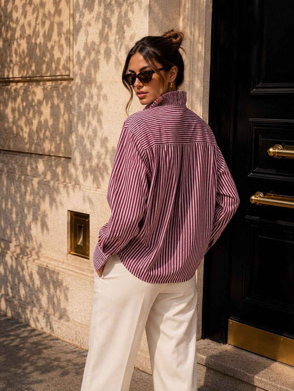 Handpicked Striped ruffled shirt