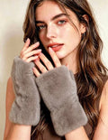 Fingerless faux fur mittens