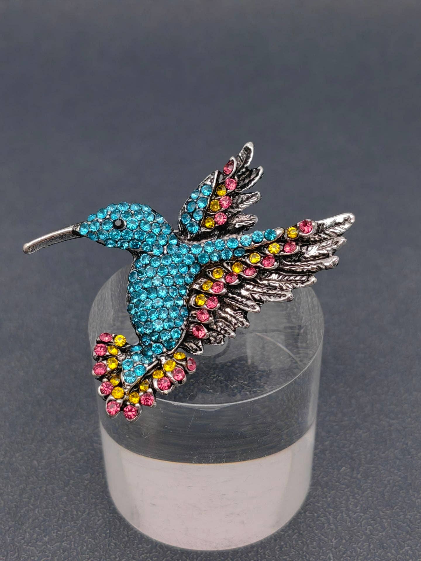 Handpicked Rhinestone Hummingbird Brooch