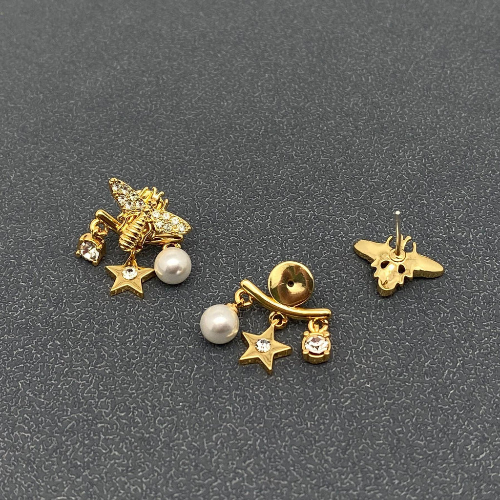 Handpicked Pearl & Bee Stud Earrings