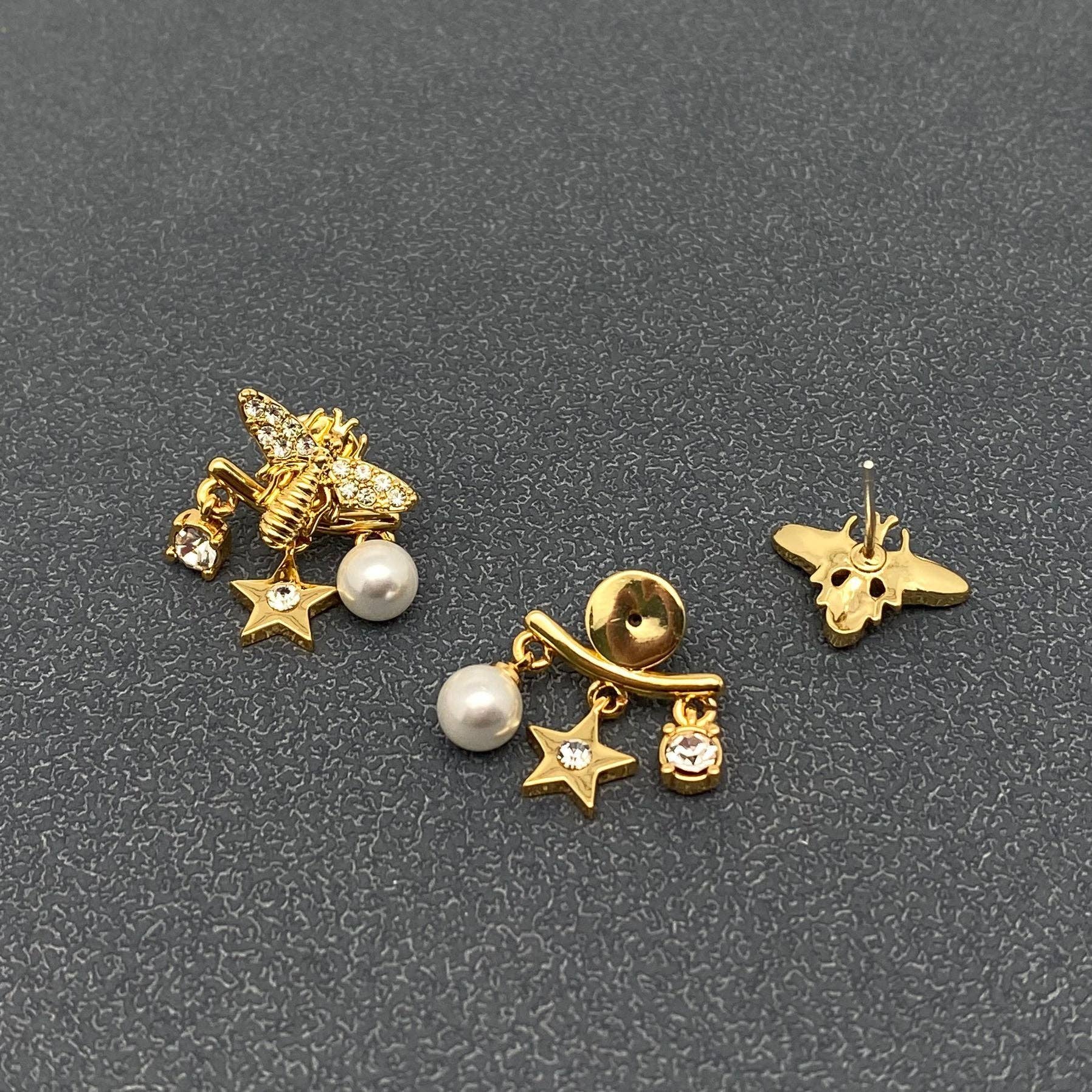 Handpicked Pearl & Bee Stud Earrings