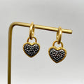 Handpicked Black Rhinestone Heart Huggie Earrings