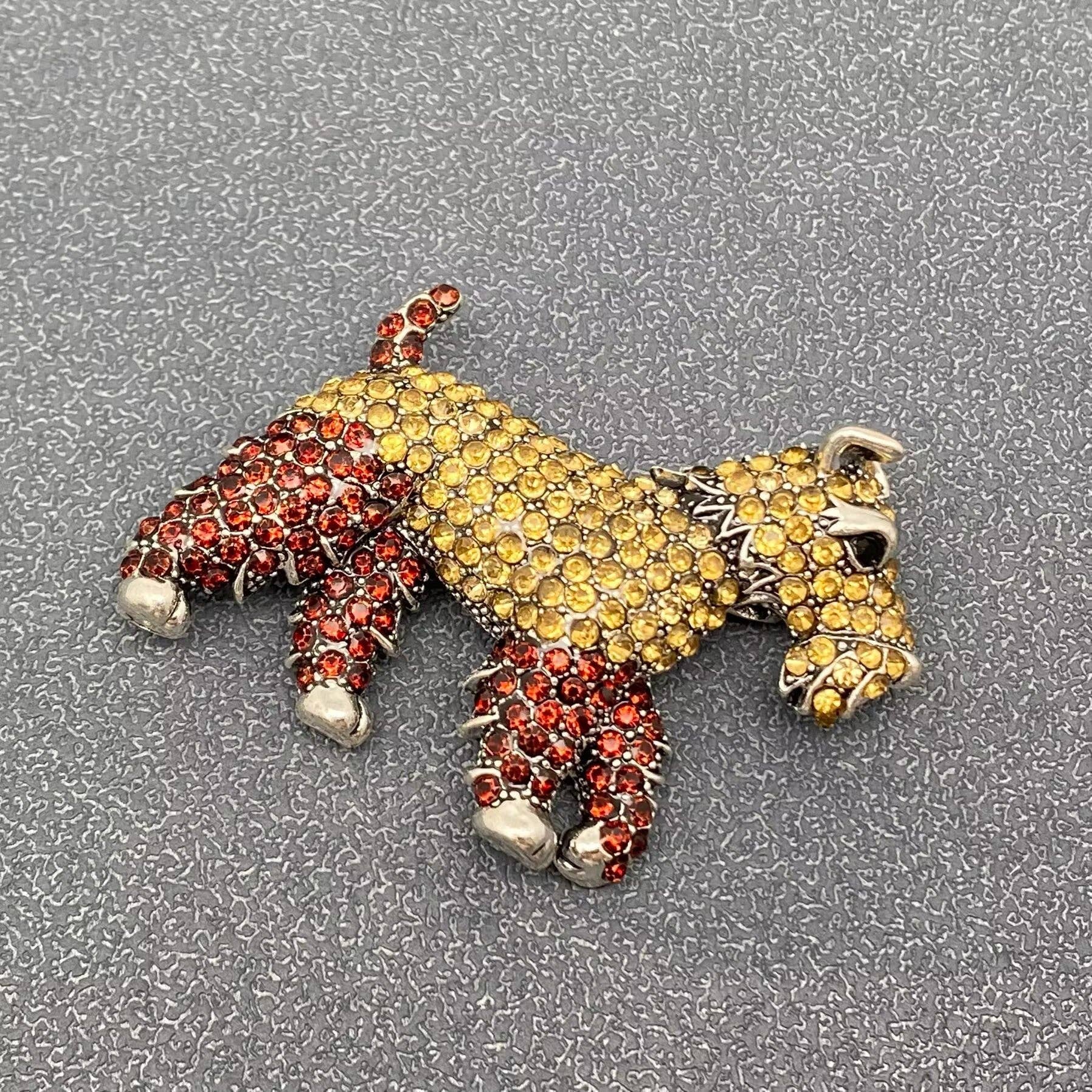 Handpicked Full Rhinestone Schnauzer Dog Brooch