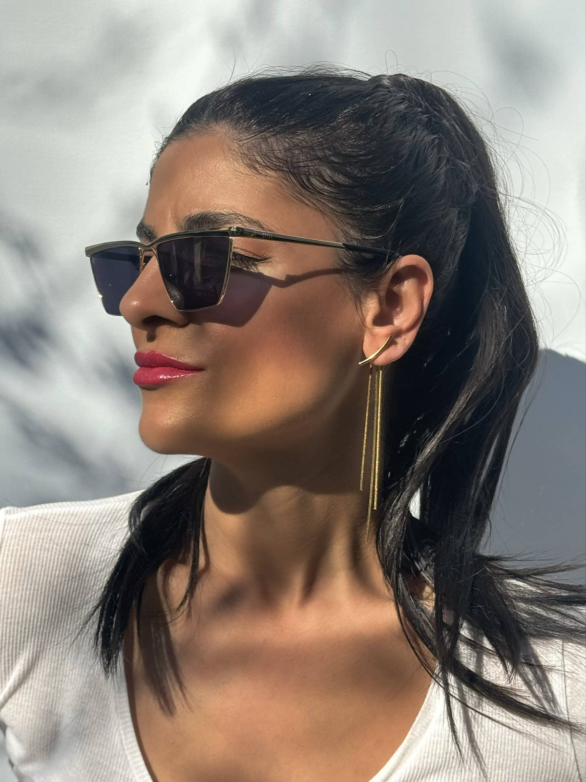 Handpicked Long Gold Earrings, Minimal Gold Earrings