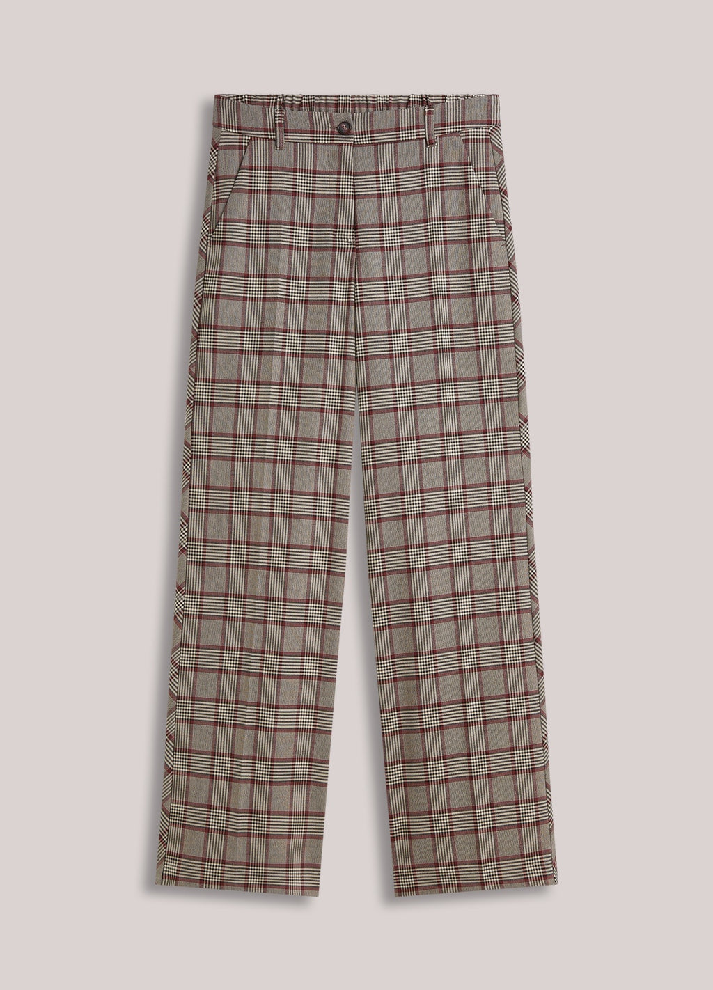 Summum Check Burgundy Trousers 4s3040-12482