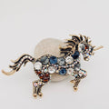 Handpicked Colourful Rhinestone Galloping Horse Brooch