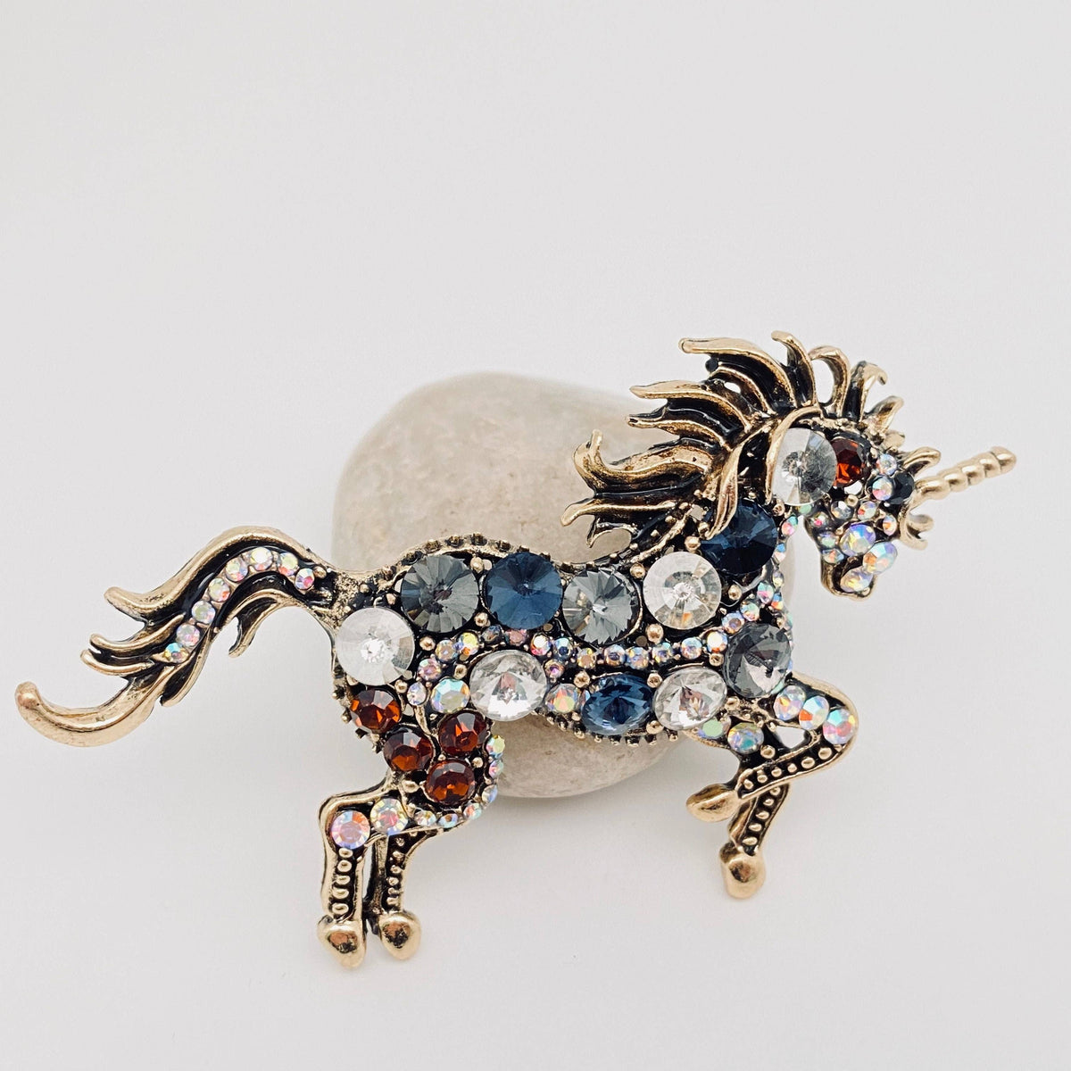 Handpicked Colourful Rhinestone Galloping Horse Brooch