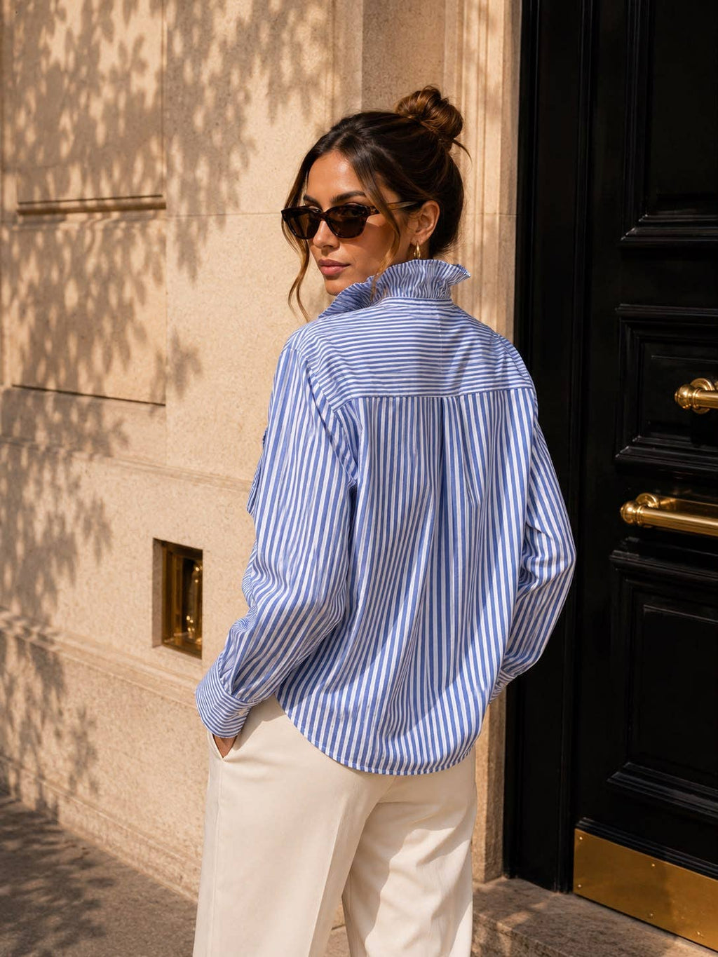 Handpicked Striped ruffled shirt