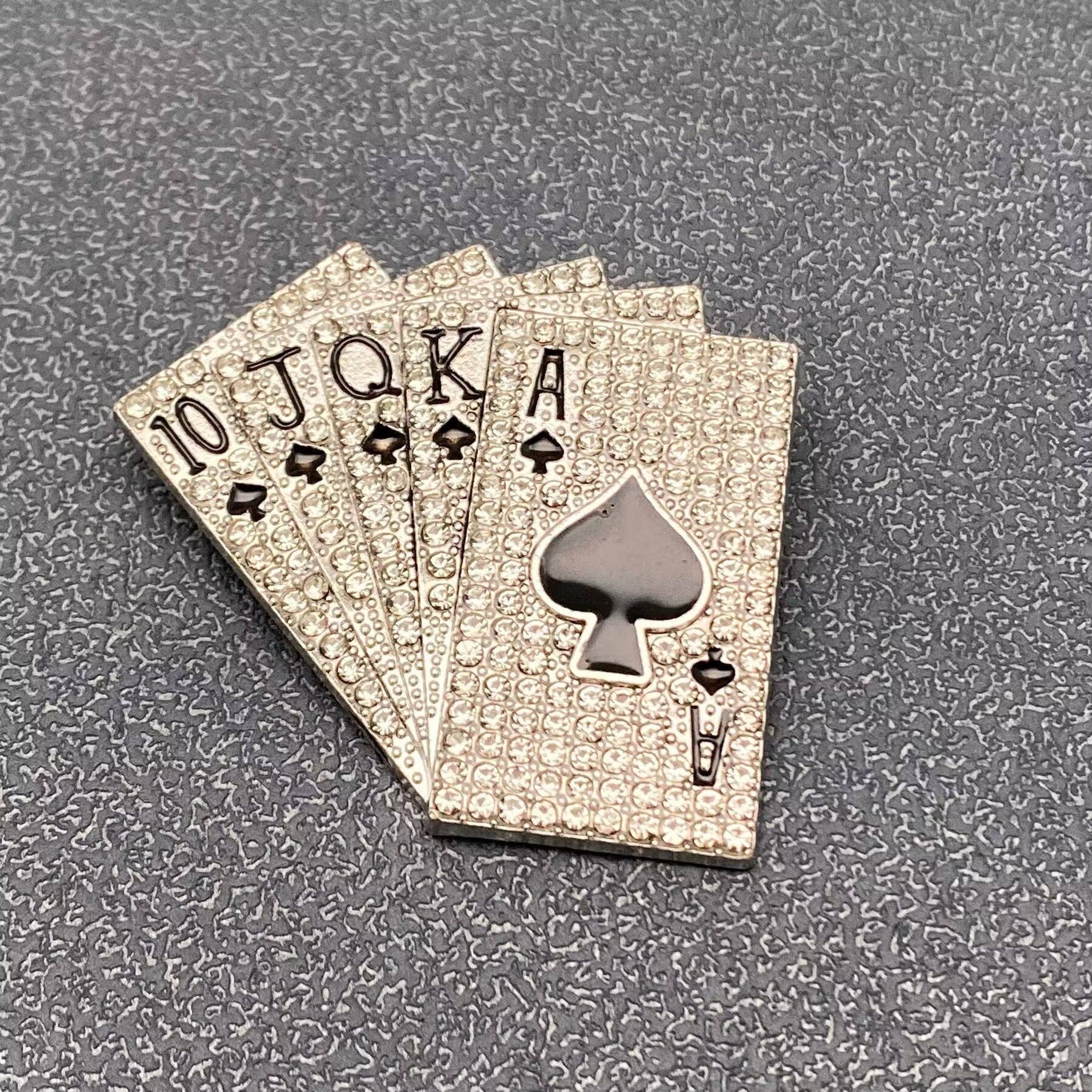 Handpicked Rhinestone Poker Straight Flush Brooch