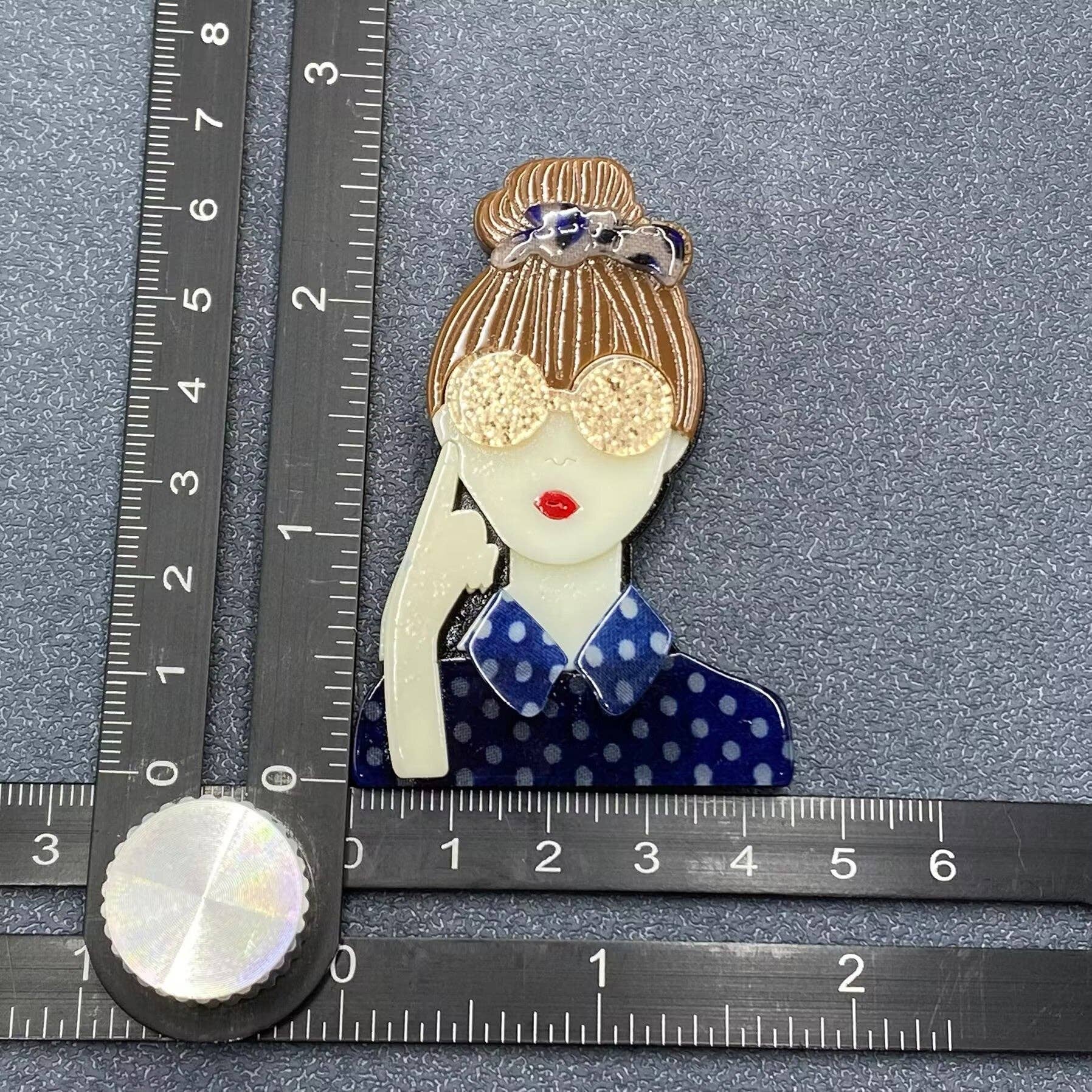 Handpicked Girl Wearing Blue Shirt Acrylic Brooch