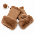 Suede Effect Fingerless Gloves