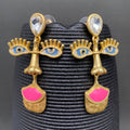Handpicked Vintage Enamel Abstract Face Matted Gold Plated  Earrings