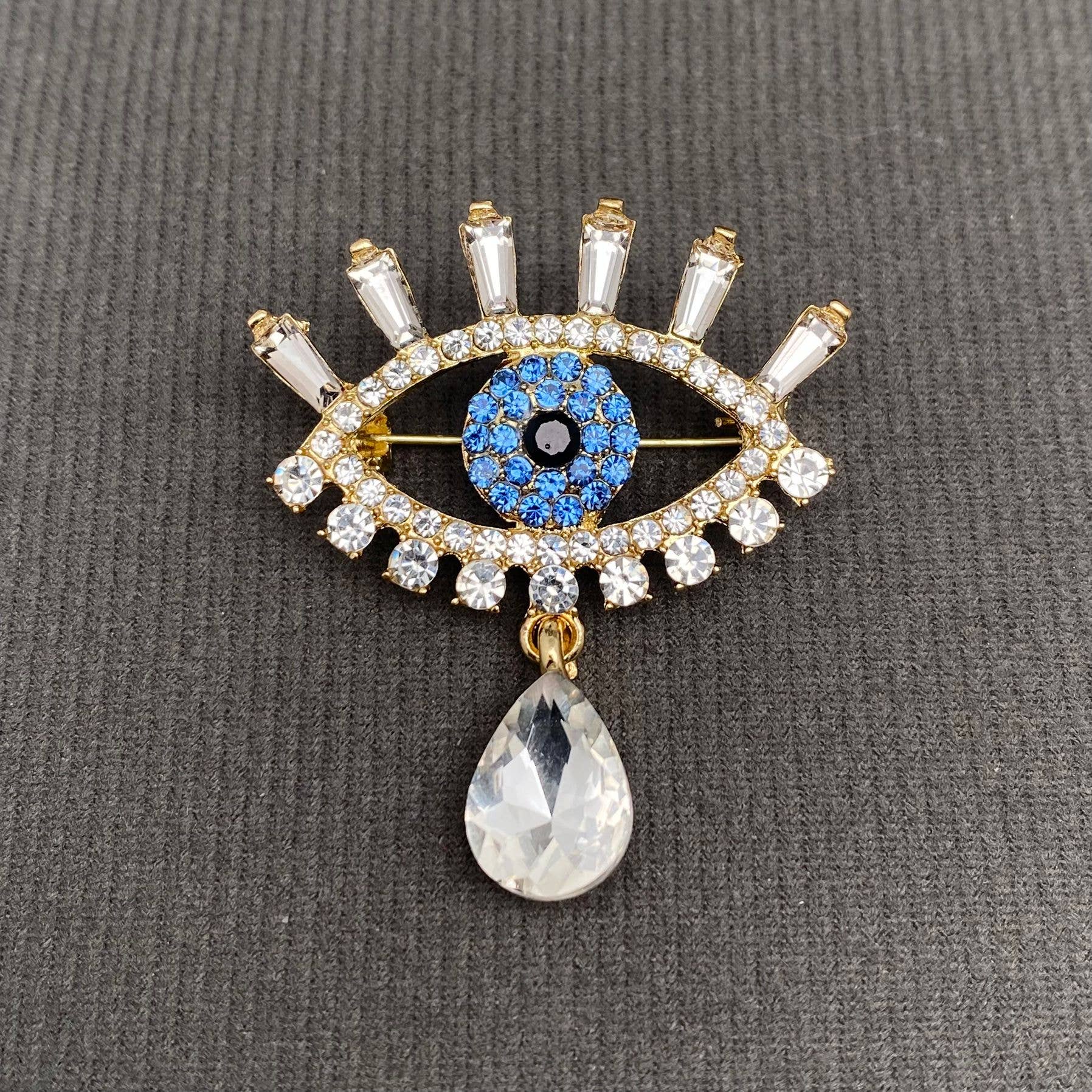 Handpicked Rhinestone Inlaid Evil Eye Brooch