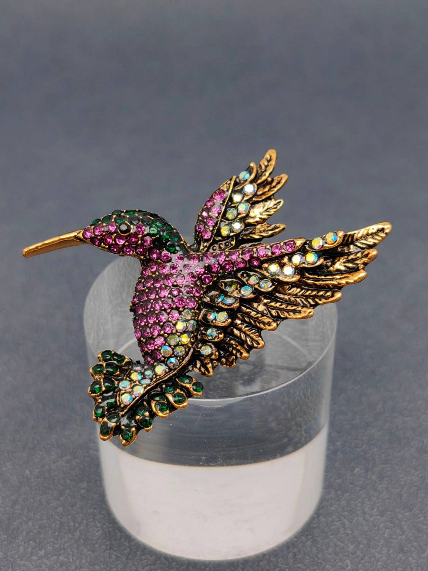Handpicked Rhinestone Hummingbird Brooch