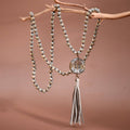 Glass Crystal Pendant Beaded Necklace with Tassel S0OX3T6295