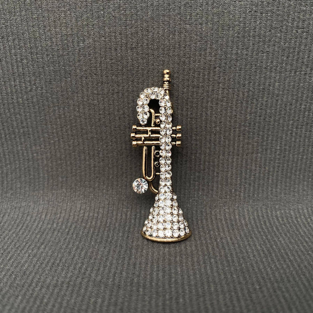Handpicked Rhinestone Trumpet Brooch