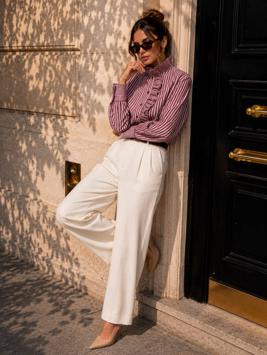 Handpicked Striped ruffled shirt