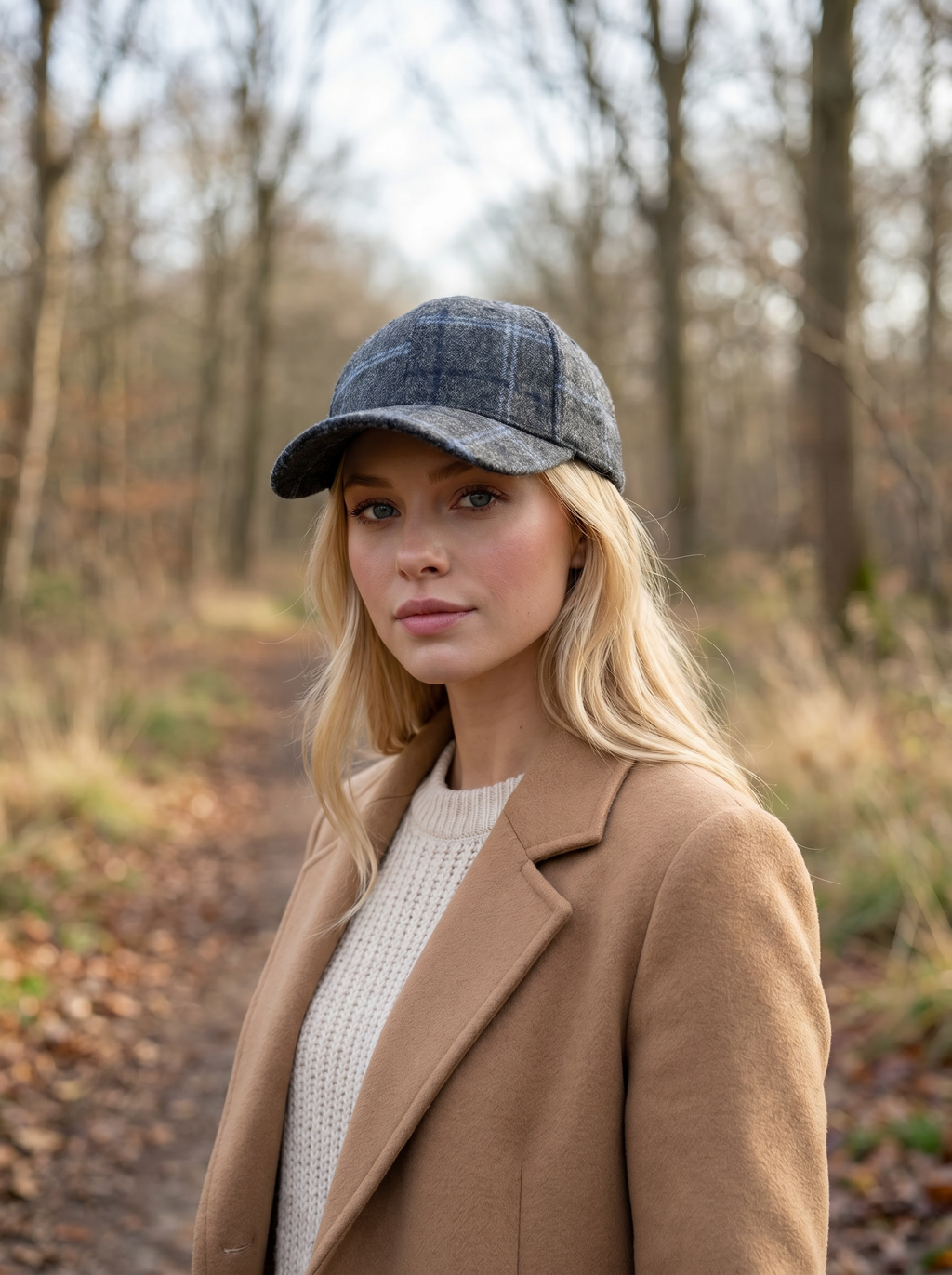 Check Wool Style Cap