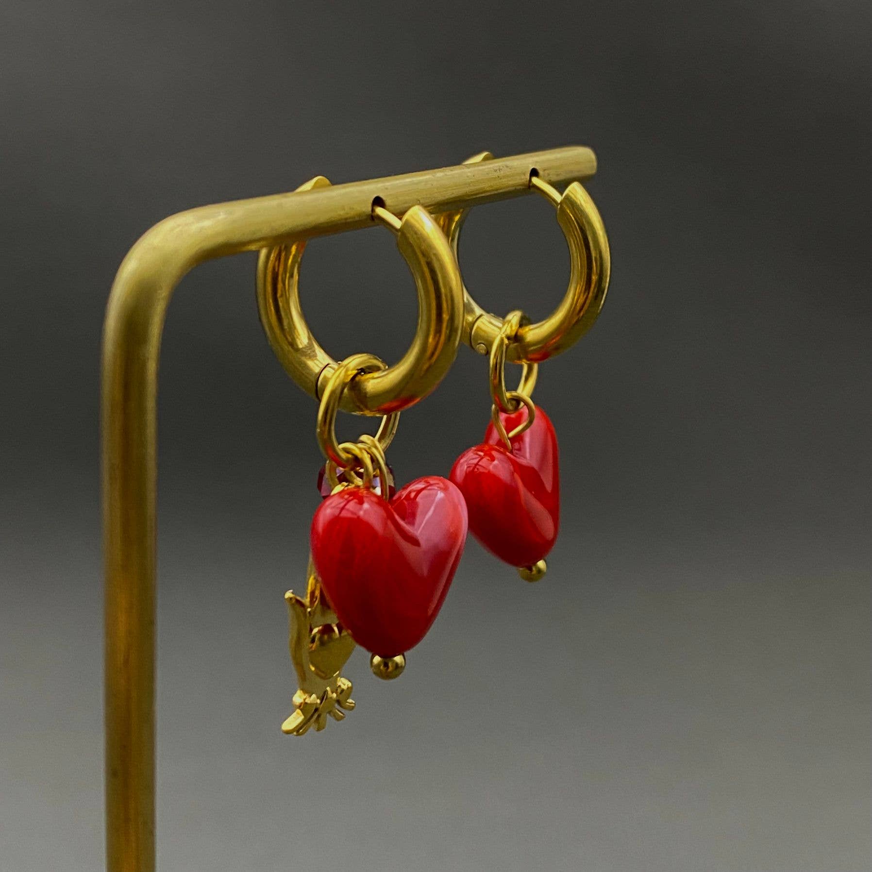 Handpicked Red Resin heart Earrings