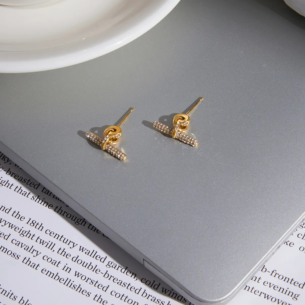 Handpicked Crystal T Bar Earrings