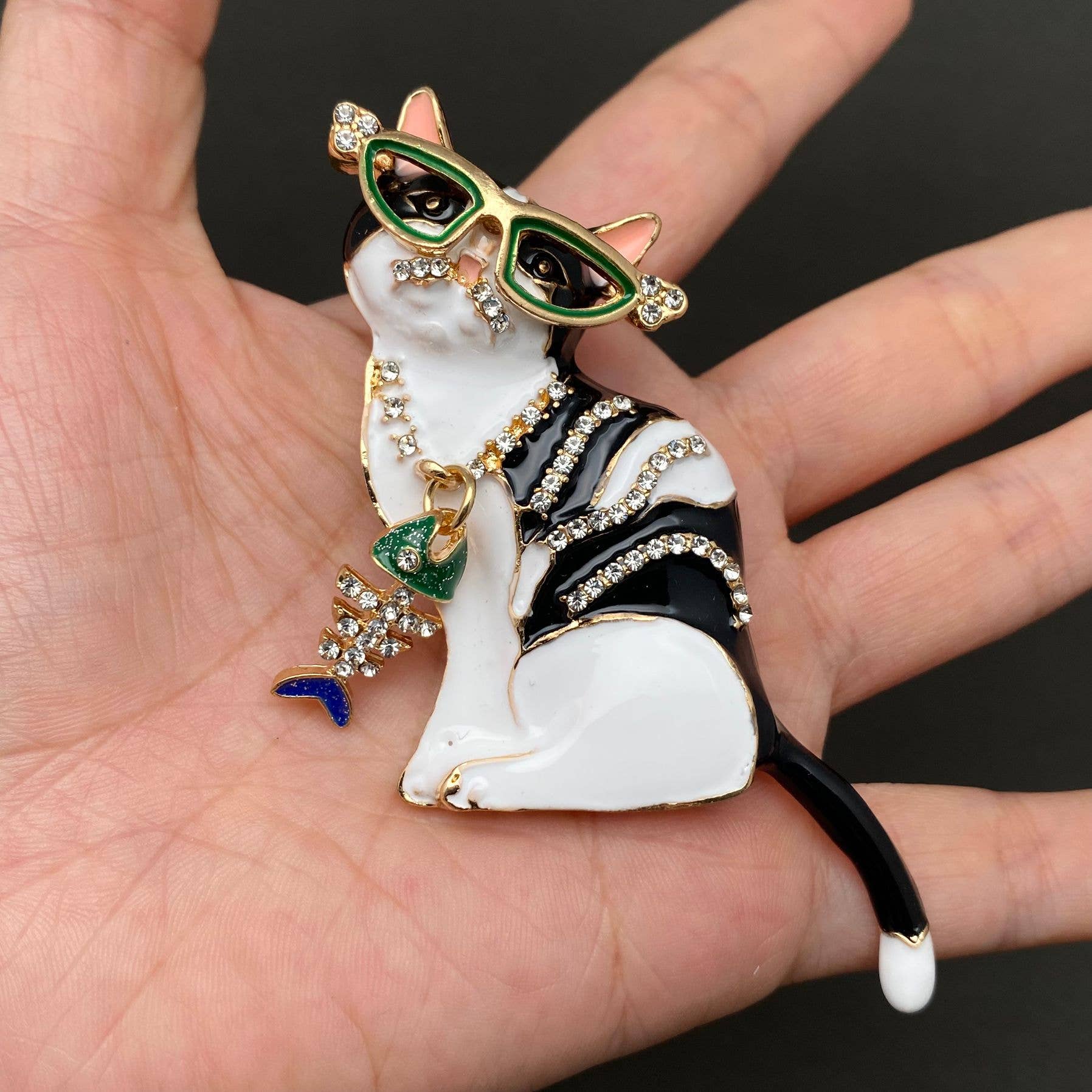 Handpicked Enamel Cat Brooch