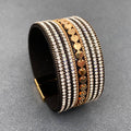 Handpicked Sparkling Rhinestone Leather Magnetic Clasp Bracelet