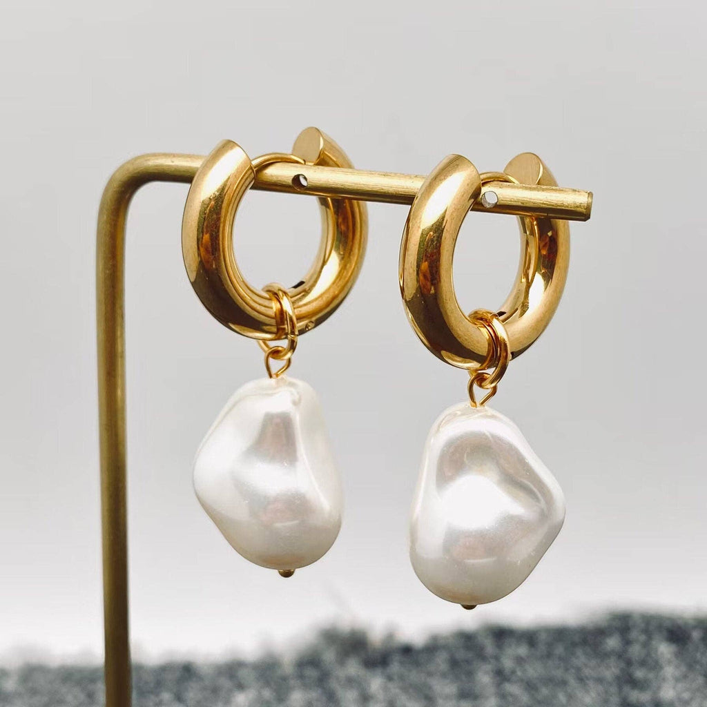 Handpicked Pearl Charm pendant Huggie Earrings