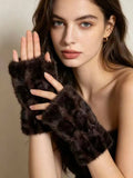 Fingerless faux fur mittens