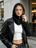 Women's Knit Hooded Scarf with Zipper