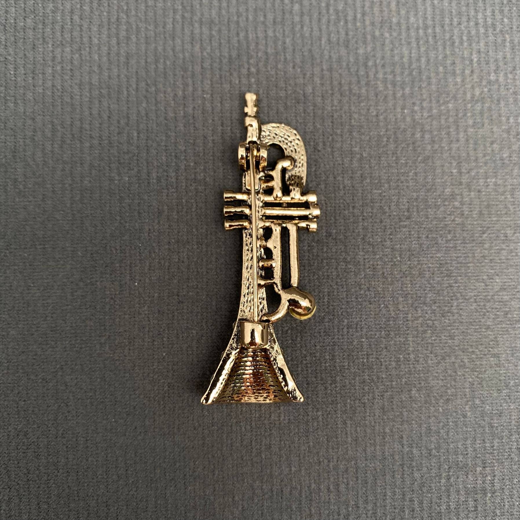 Handpicked Rhinestone Trumpet Brooch