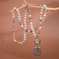 Natural Stone Bead Necklace with Stone Pendant S0OX3T6916