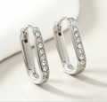 Handpicked Oval Sparkle Hoop Earrings - Gold or Silver