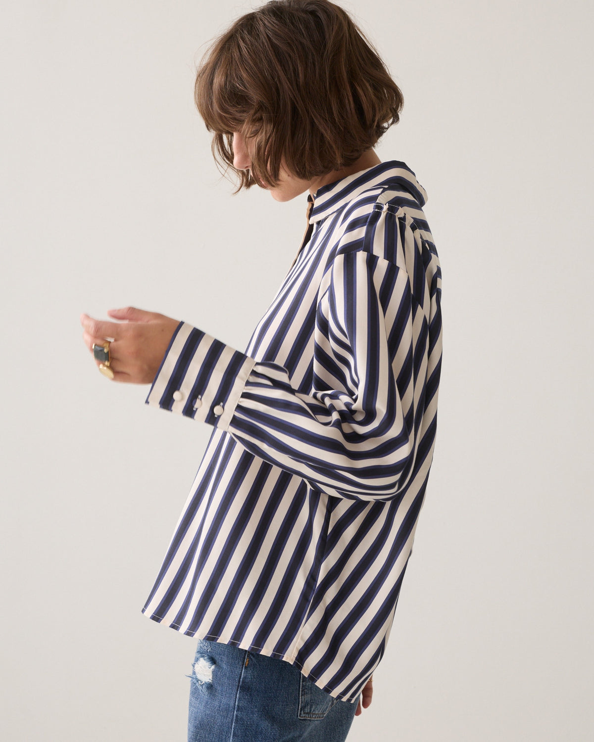 Summum Stripe Satin Blouse 2s3515-12521