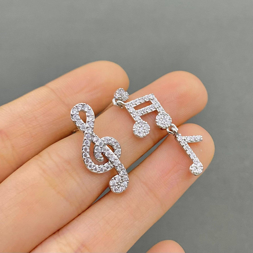 Handpicked Rhinestone Musical Note Ear Studs