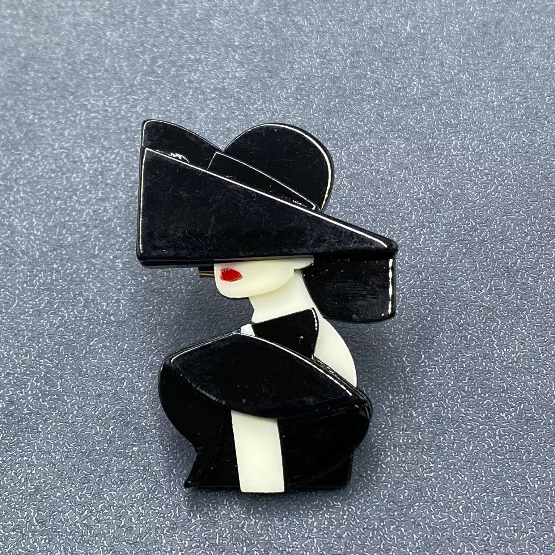 Handpicked Modern Women Acrylic Brooch: Black