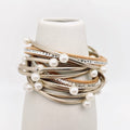 Handpicked Metal Beads Pearl Multi-Layer PU Leather Bracelet