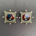 Hand picked Vintage Rhinestone & Pearl Inlaid Portrait Post Earrings