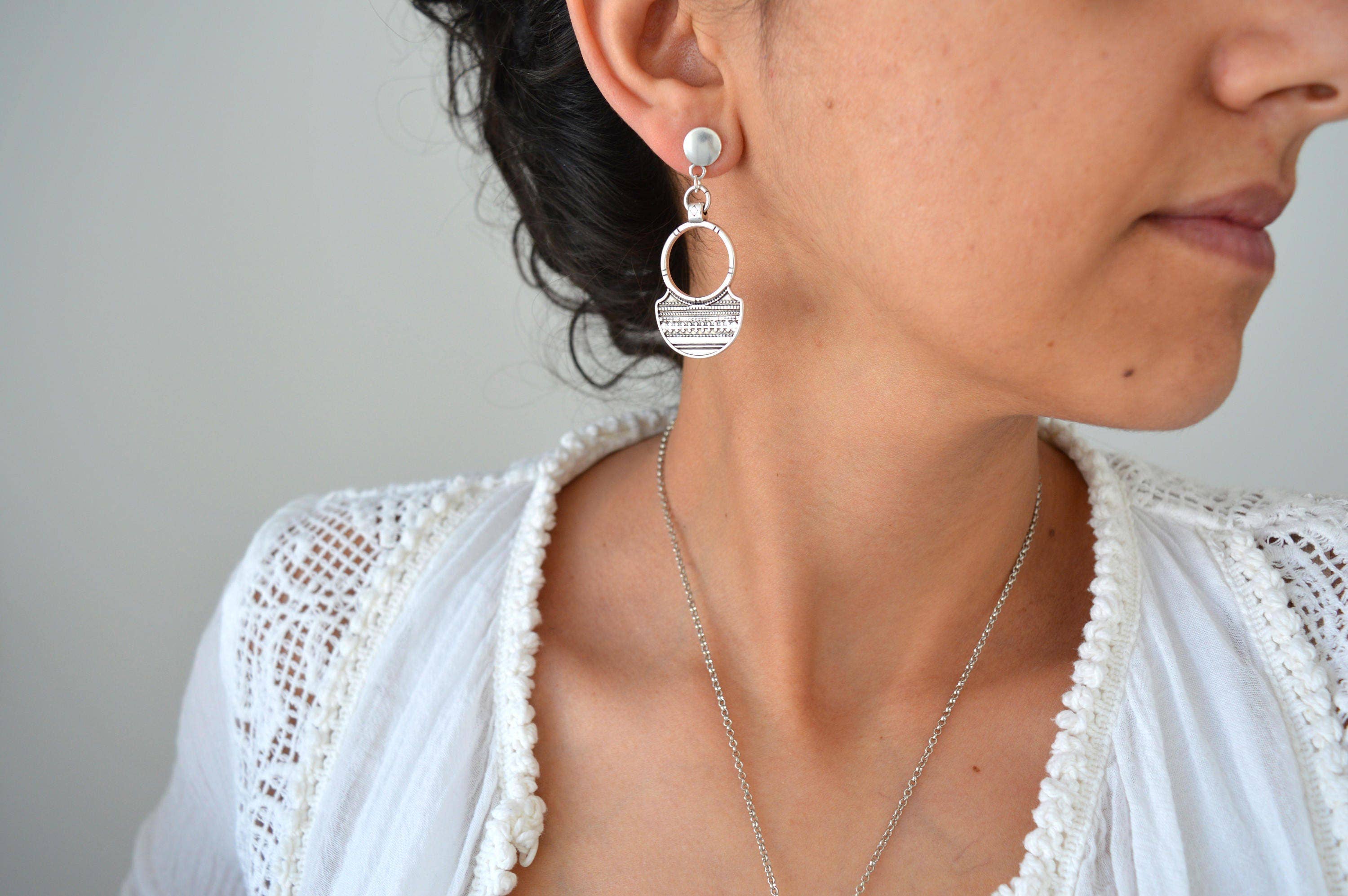 Handpicked Silver Tuareg Shield Earrings