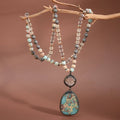Natural Stone Bead Necklace with Stone Pendant S0OX3T6910