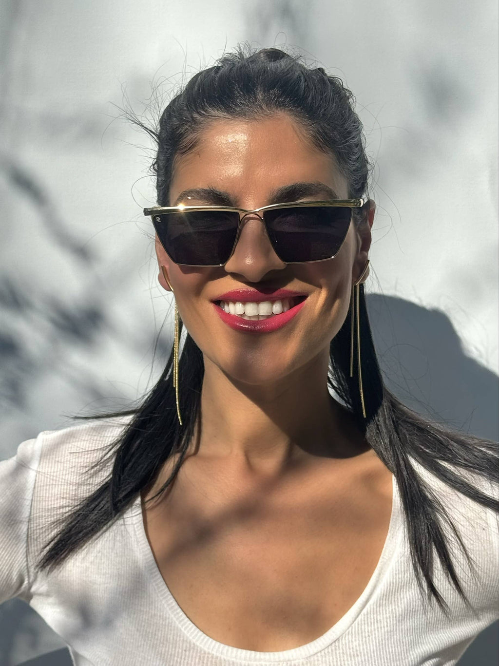 Handpicked Long Gold Earrings, Minimal Gold Earrings