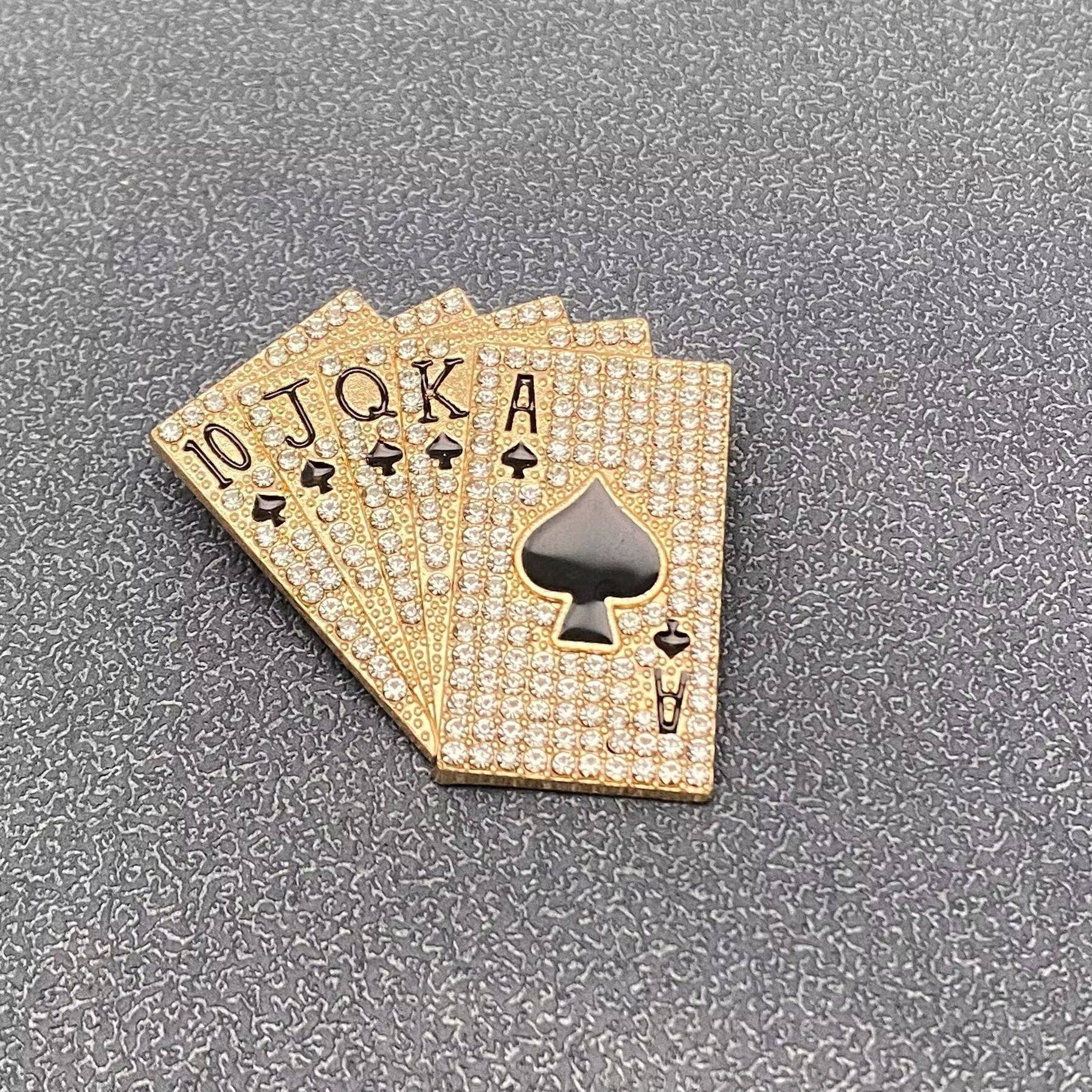 Handpicked Rhinestone Poker Straight Flush Brooch